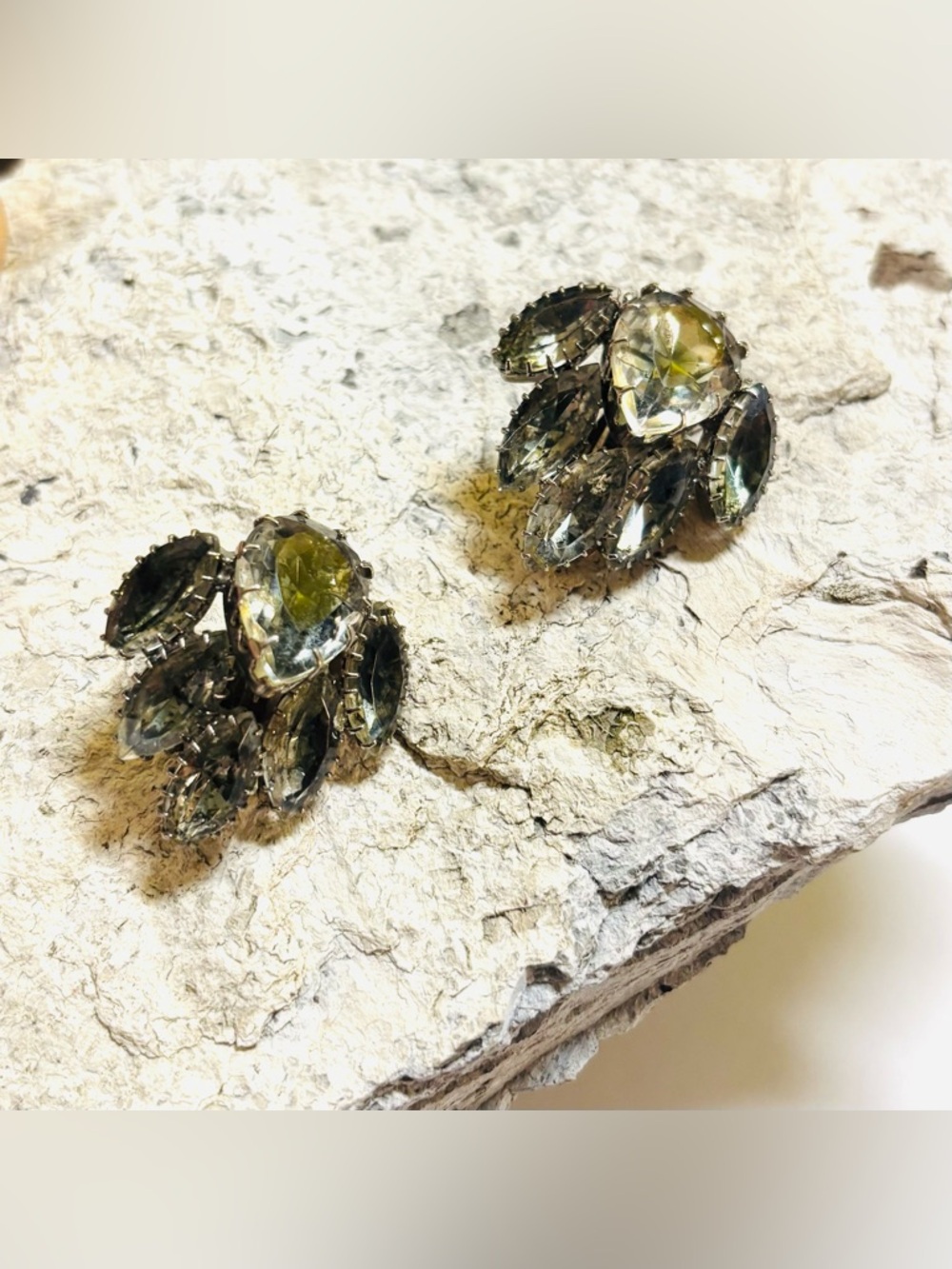 Elegant Juliana (D&E) Smokey Crystal Cluster Clip-On Earrings - Picture 2 of 7